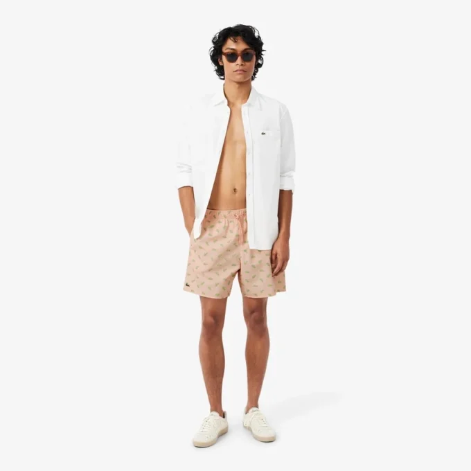 Mittellange Retroshorts mit Krokodil-Print