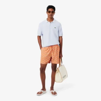Mittellange Retroshorts mit Krokodil-Print