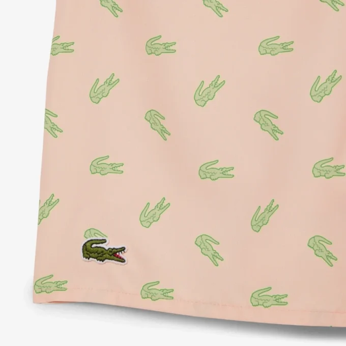Mittellange Retroshorts mit Krokodil-Print