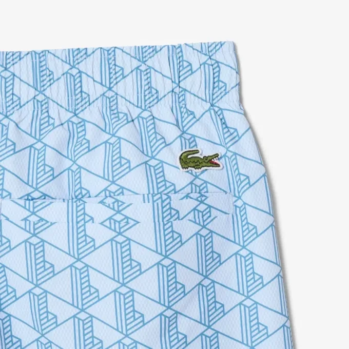Mittellange Retroshorts mit Monogramm-Print