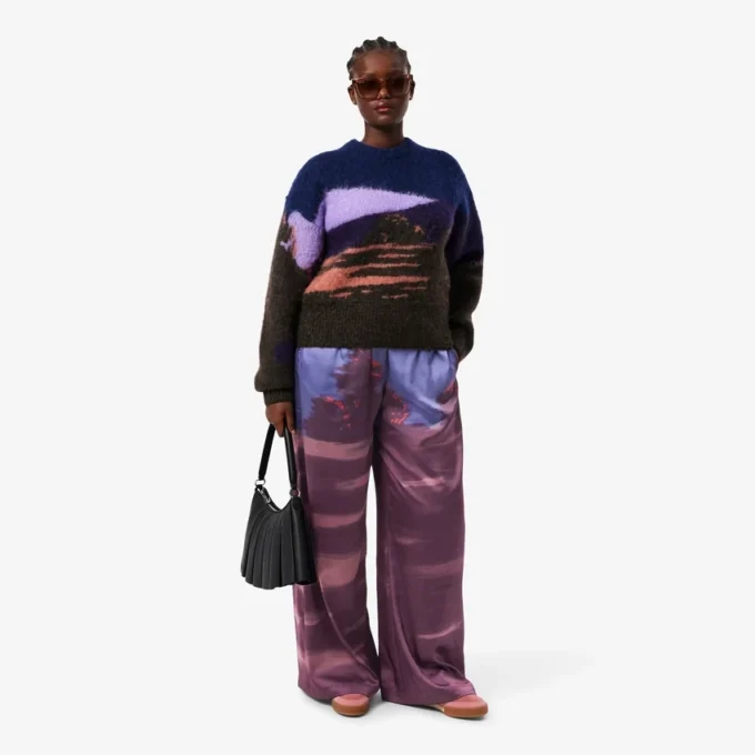 Oversize-Hose für Damen mit Landschaftsmuster