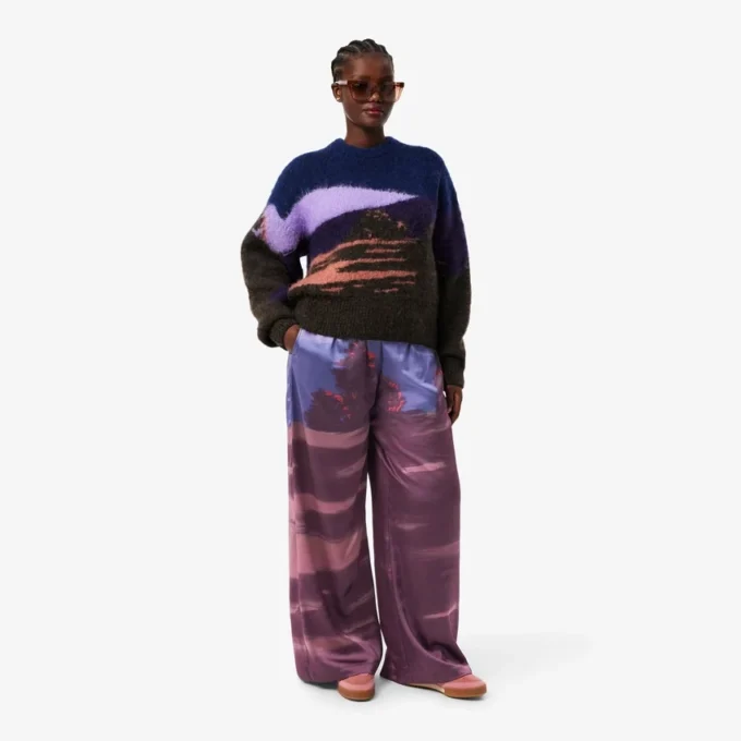 Oversize-Hose für Damen mit Landschaftsmuster