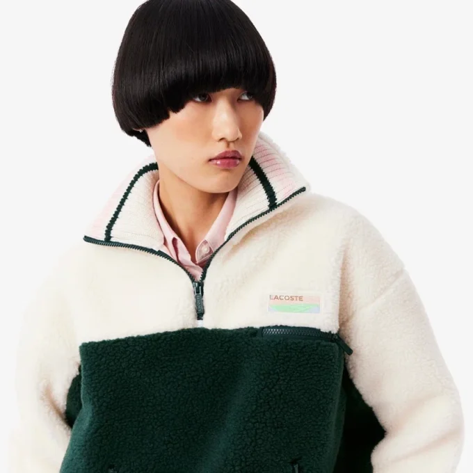 Oversized-Fleece-Sweatshirt mit hohem Kragen für Damen