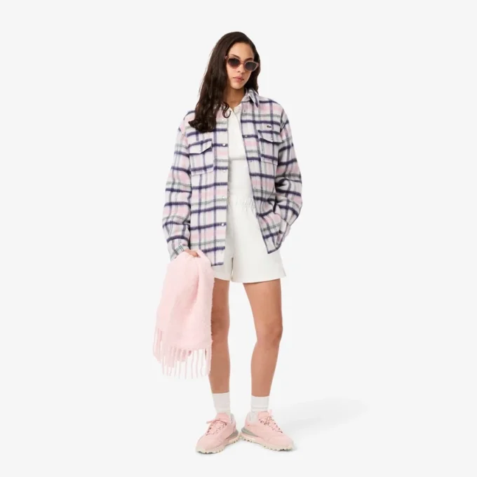 Oversized-Overshirt aus gesteppter Wolle für Damen