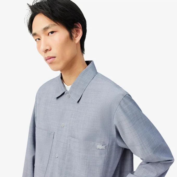 Oversized-Overshirt aus Woll-Blend