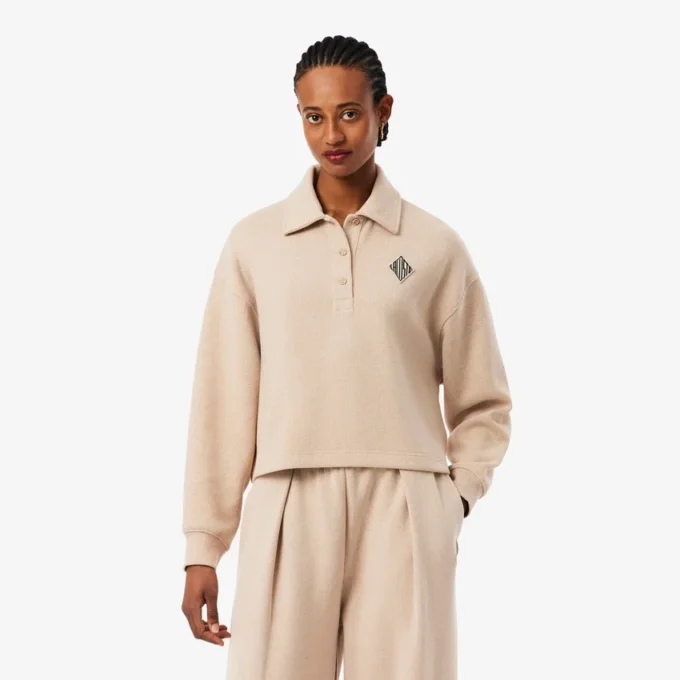 Oversized-Poloshirt mit Rippstrick