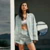 Oversized-Pyjama-Set aus gestreiftem Popeline