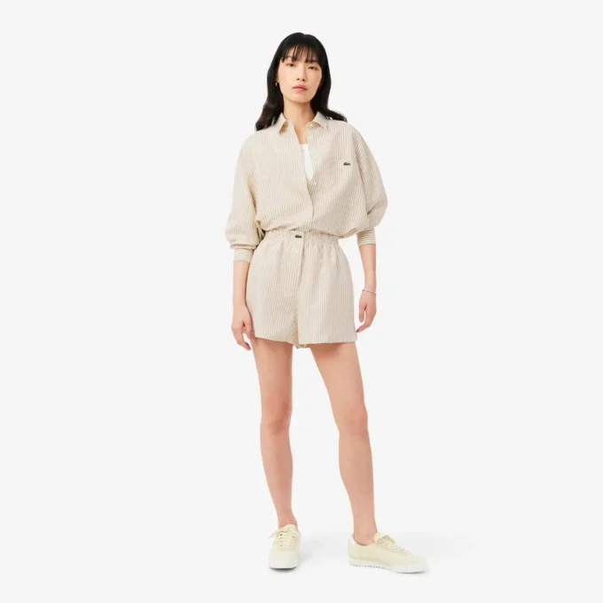 Oversized-Shorts aus Leinen-Blend
