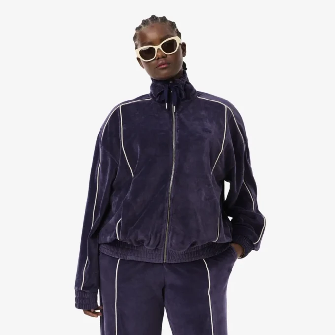 Oversized-Sweatshirt aus Velours mit Reißverschluss für Damen