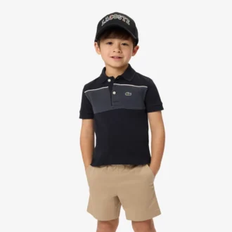 Petit Piqué Poloshirt mit Farbblock-Design