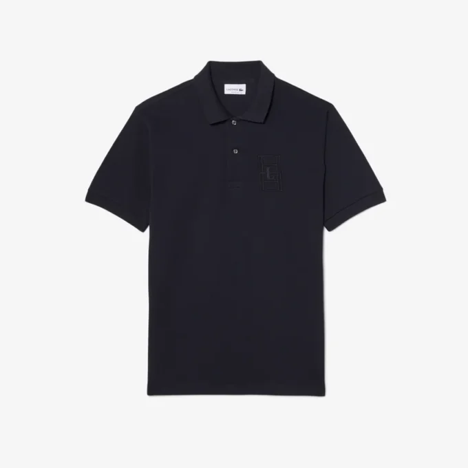 Petit-Piqué-Poloshirt mit Stickerei im klassischen Schnitt