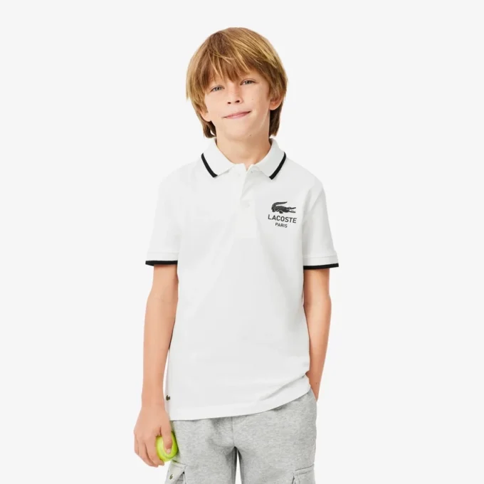 Petit Piqua Polo für Jungen mit gestreiftem Kragen
