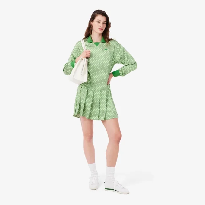 Polo-Kleid aus plissiertem Satin