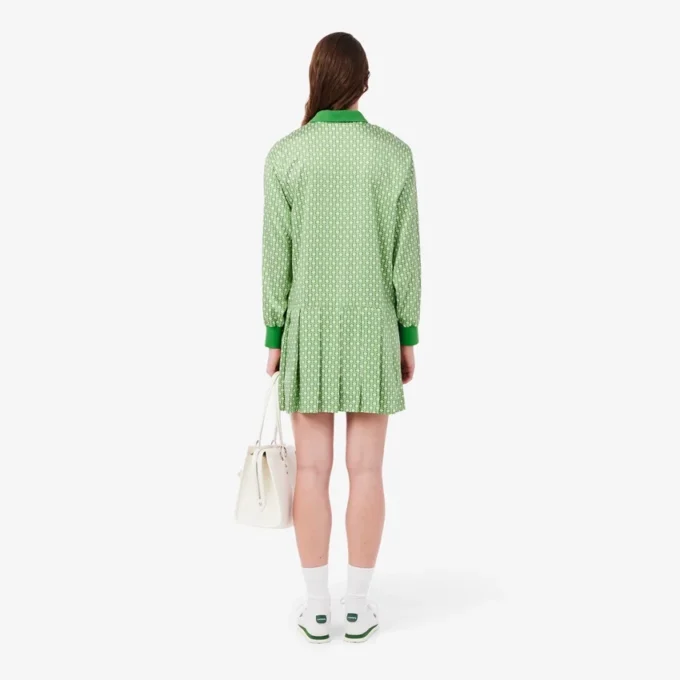 Polo-Kleid aus plissiertem Satin