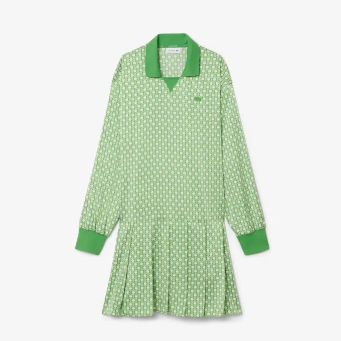 Polo-Kleid aus plissiertem Satin