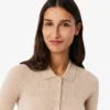 Pullover aus Merinowolle mit 3D-Rippenstrick und Poloshirt-Kragen
