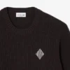 Pullover mit Perlen-Rippenstrick und Emblem