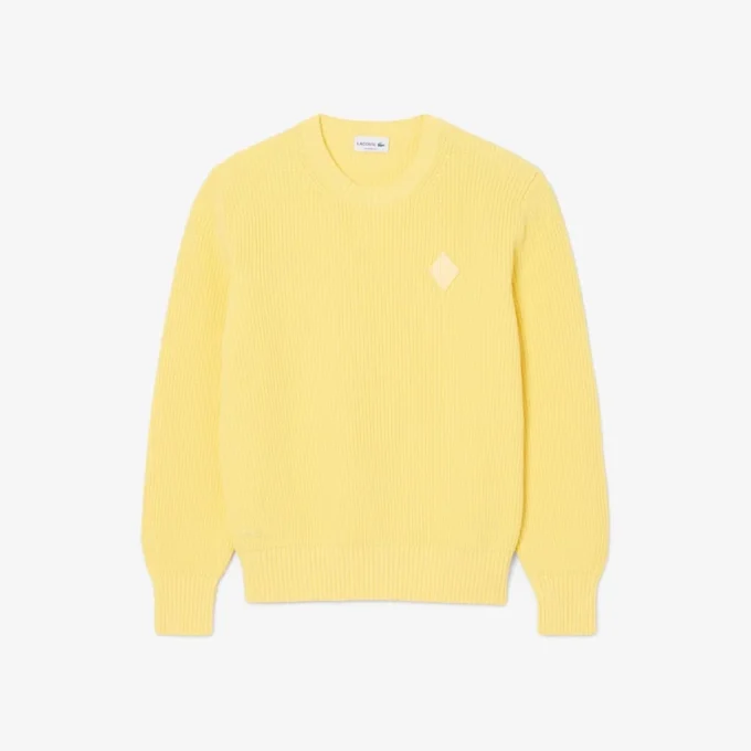 Pullover mit Perlen-Rippstrick-Emblem