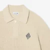 Pullover mit Perlenrippenkragen und Emblem für Poloshirts