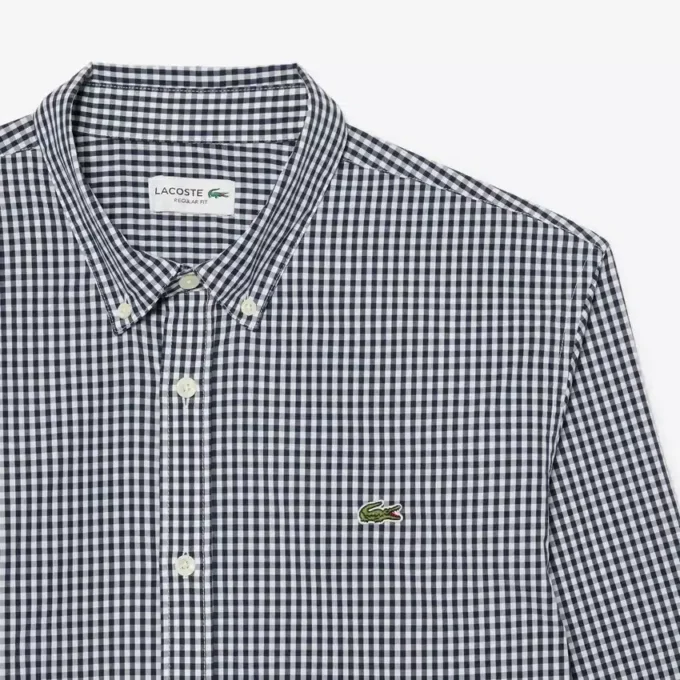 Regular Fit Kariertes Popeline-Hemd