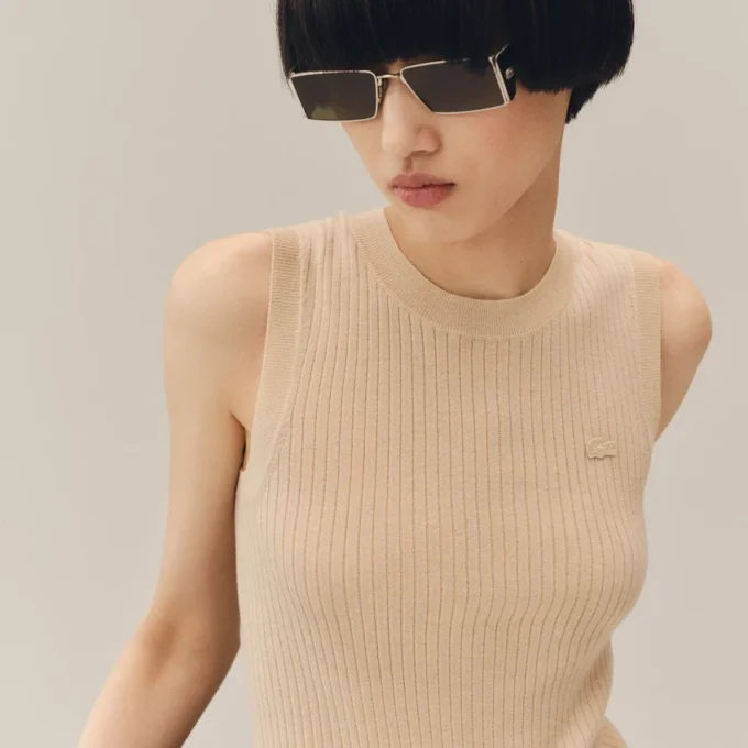 Ärmelloser Pullover aus 3D-gestrickter Merinowolle