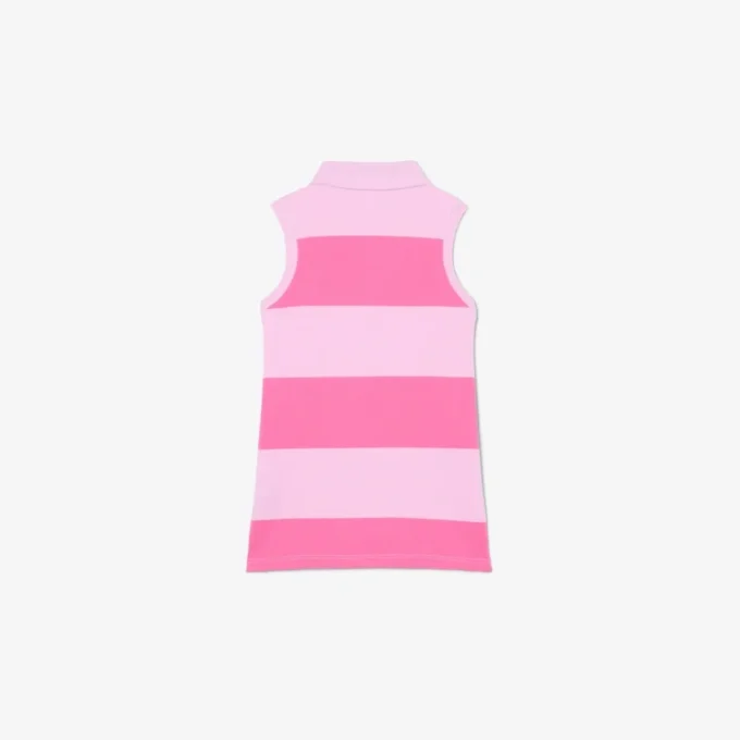 Ärmelloses gestreiftes Petit-Piqué-Poloshirt-Kleid