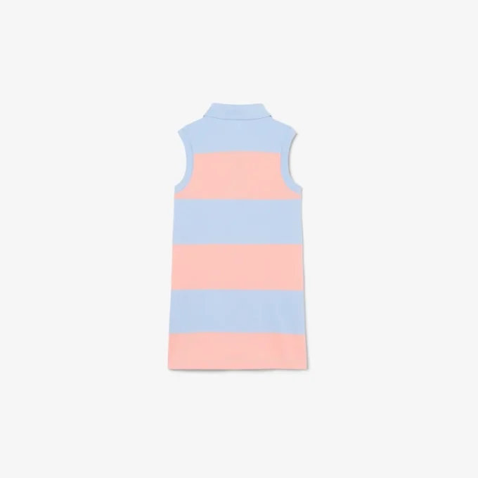 Ärmelloses gestreiftes Petit-Piqué-Poloshirt-Kleid