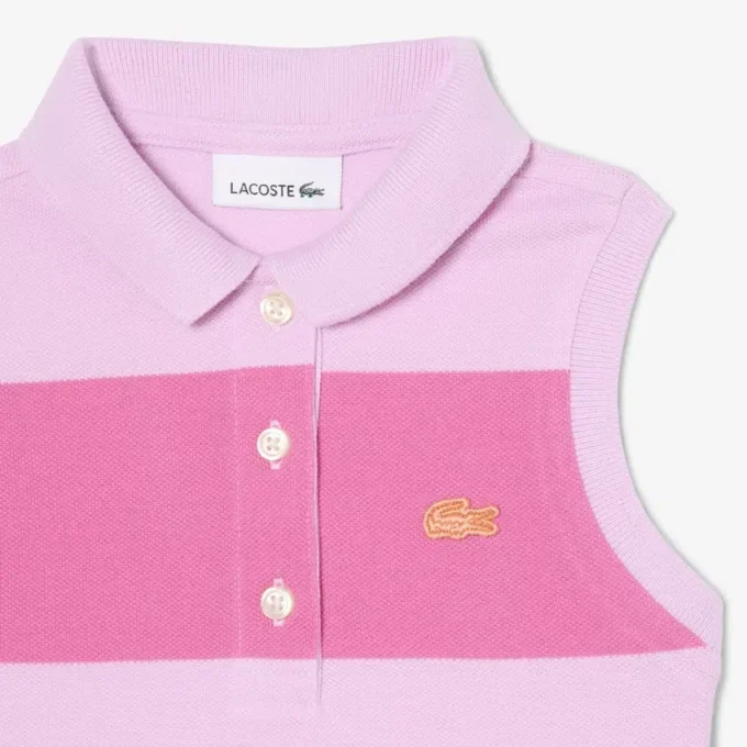 Ärmelloses gestreiftes Petit-Piqué-Poloshirt-Kleid
