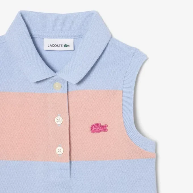 Ärmelloses gestreiftes Petit-Piqué-Poloshirt-Kleid