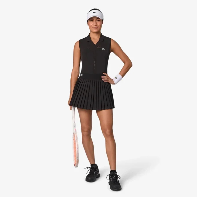 Ärmelloses Stretch-Strick-Tennis-Poloshirt für Damen