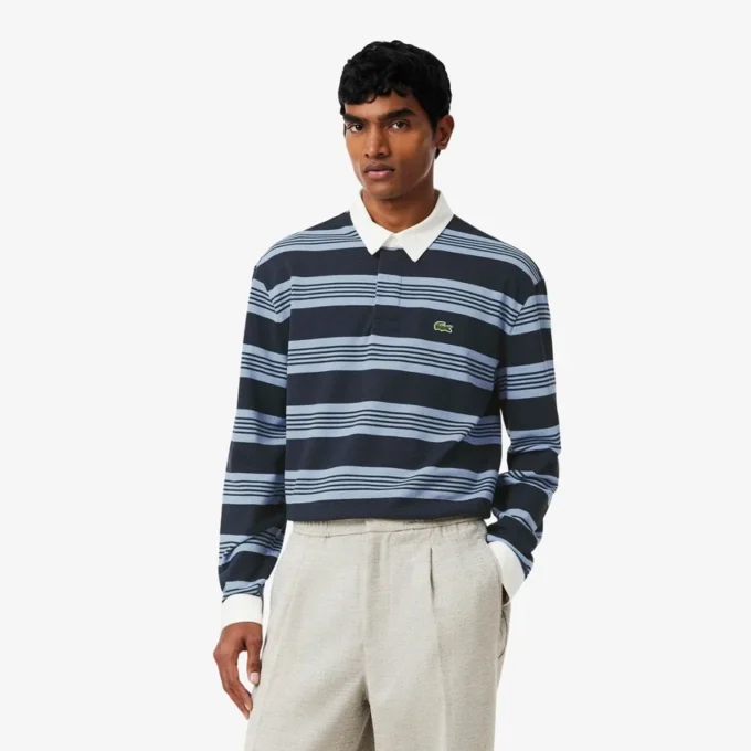 Rugby-Poloshirt mit Streifen im Relaxed Fit