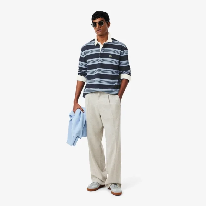 Rugby-Poloshirt mit Streifen im Relaxed Fit