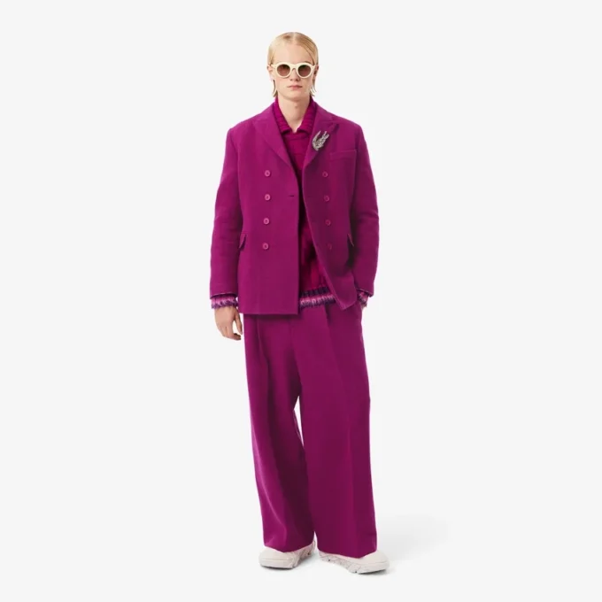 Runway-Blazer aus marmorierter Wolle mit doppelter Knopfleiste