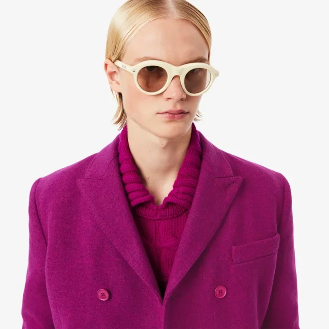Runway-Blazer aus marmorierter Wolle mit doppelter Knopfleiste