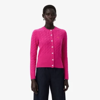 Runway Kaschmir-Strickjacke mit Zopfmuster
