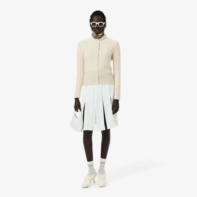 Runway Kaschmir-Strickjacke mit Zopfmuster