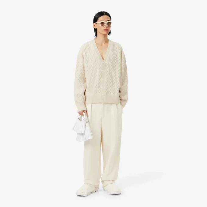 Runway Kaschmir-Strickjacke mit Zopfmuster
