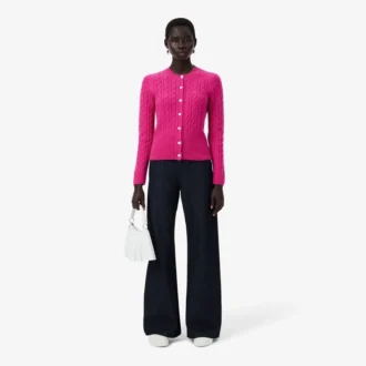 Runway Kaschmir-Strickjacke mit Zopfmuster