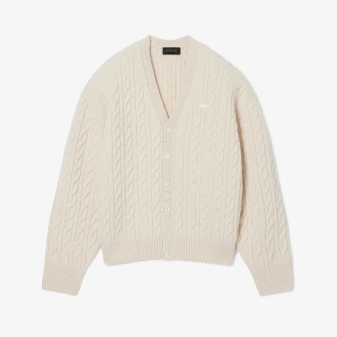 Runway Kaschmir-Strickjacke mit Zopfmuster