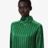 Runway-Kleid mit Satin-Schalausschnitt und Print