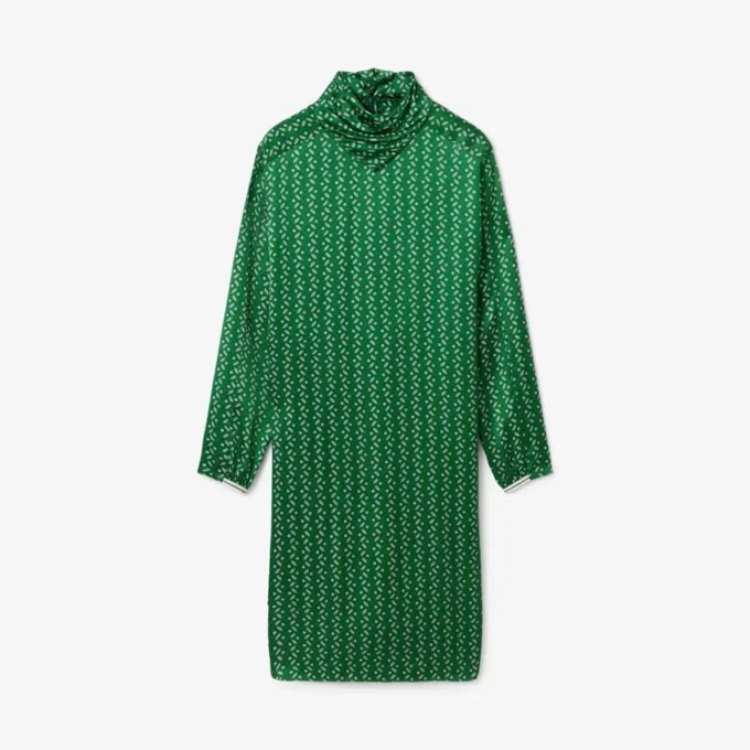 Runway-Kleid mit Satin-Schalausschnitt und Print