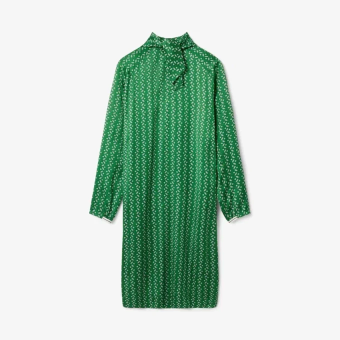 Runway-Kleid mit Satin-Schalausschnitt und Print