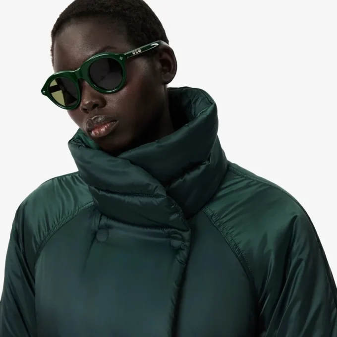 Runway Lange, schillernde Pufferjacke