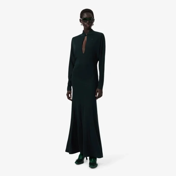 Runway-Maxikleid mit Polokragen aus Seide