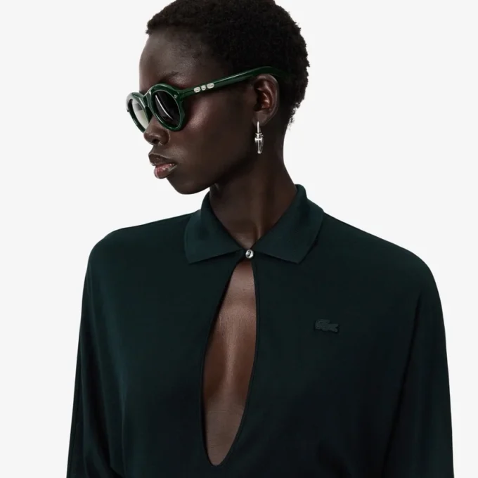 Runway-Maxikleid mit Polokragen aus Seide