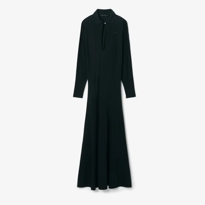Runway-Maxikleid mit Polokragen aus Seide
