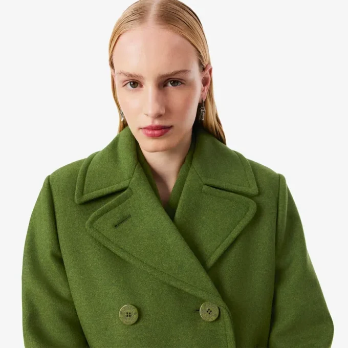 Runway-Peacoat aus langer Slub-Wolle