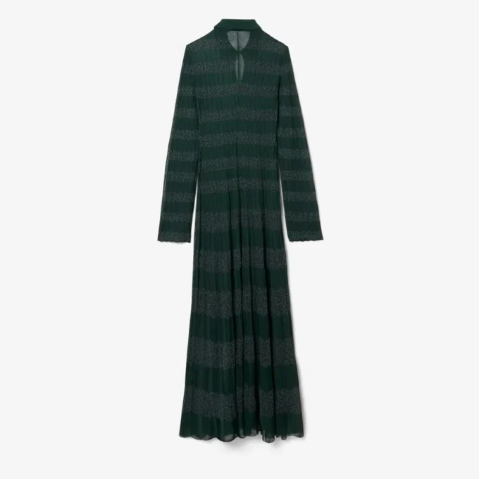 Runway Polo Collar Pointelle Maxikleid