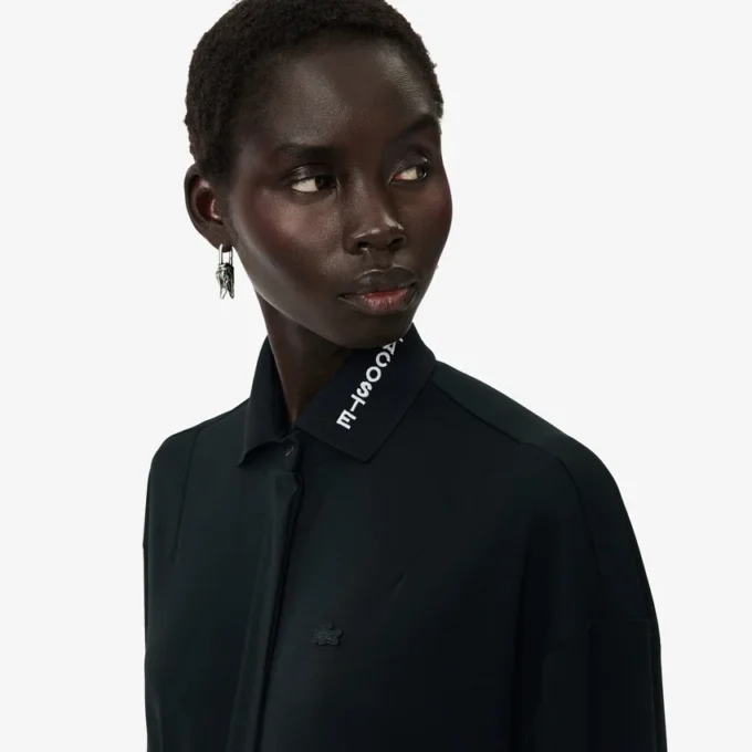 Runway-Poloshirt-Maxikleid mit Plissee
