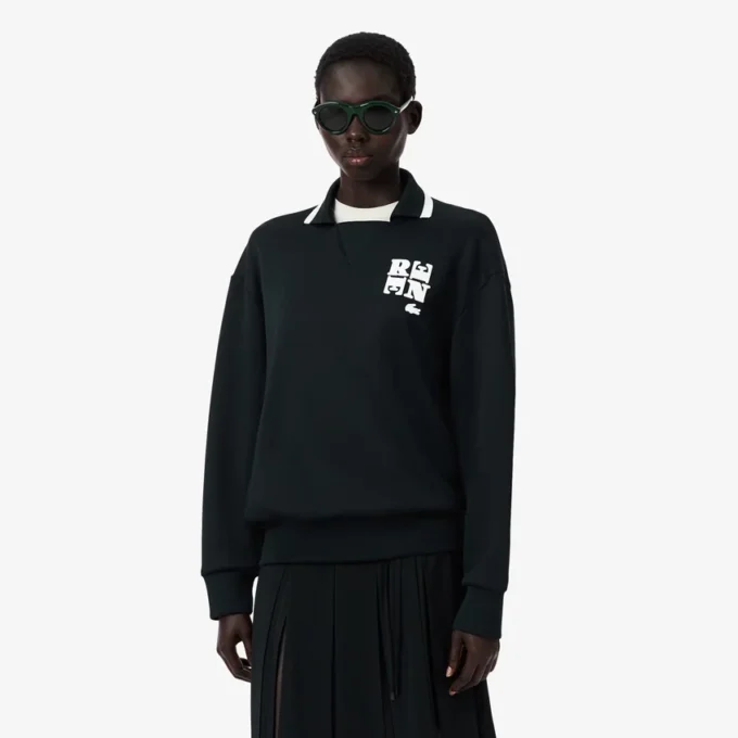 Runway-Poloshirt mit Kragenabzeichen-Akzent-Sweatshirt